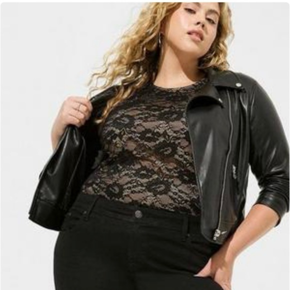 New Torrid Deep Black Stretch Lace High Neck Sleeveless Tank Women’s‎ Size 2X - Picture 1 of 7